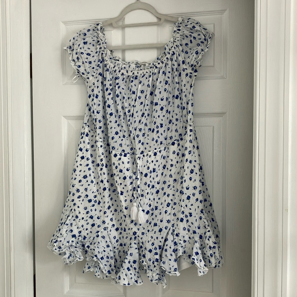The Impeccable Pig Blue and White Floral Sundress